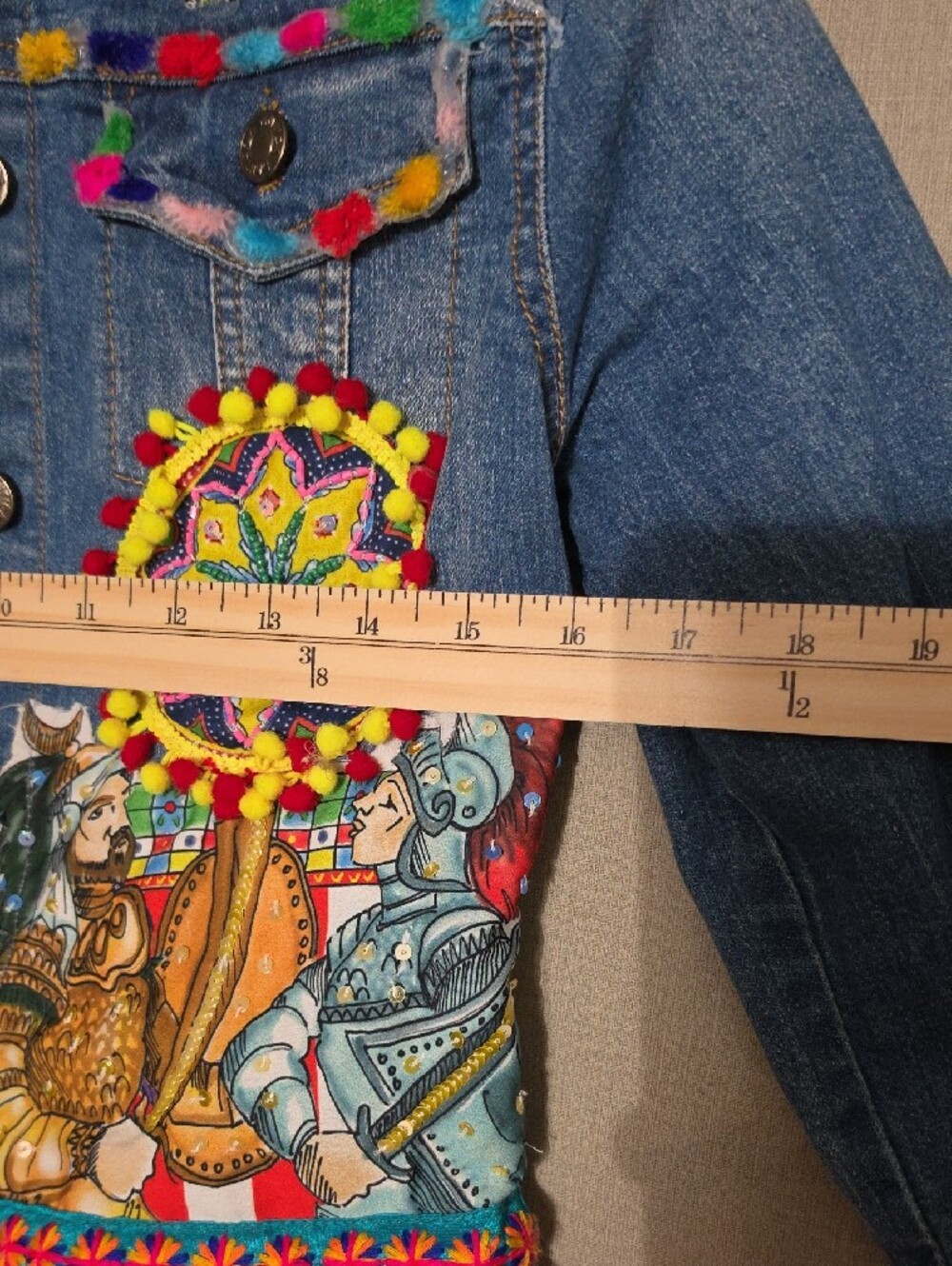 Denim Jacket,Anticia Sartoria By Giacomo Cinque Beading, Embroidery And Pompom - Picture 9 of 10